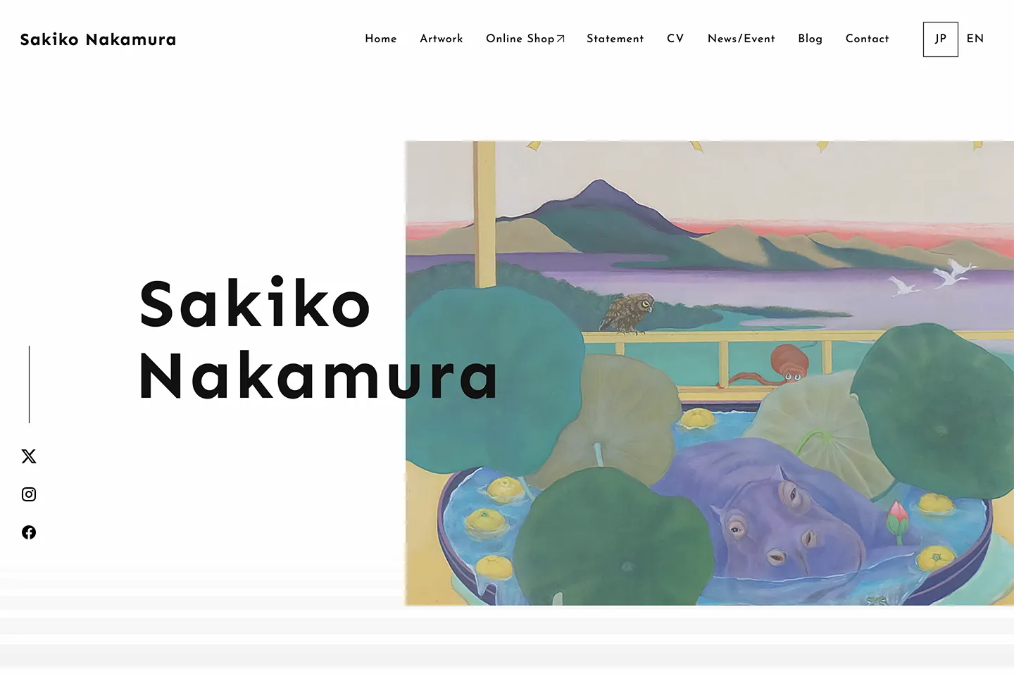 画家・中村咲子ポートフォリオサイト制作（多言語対応）